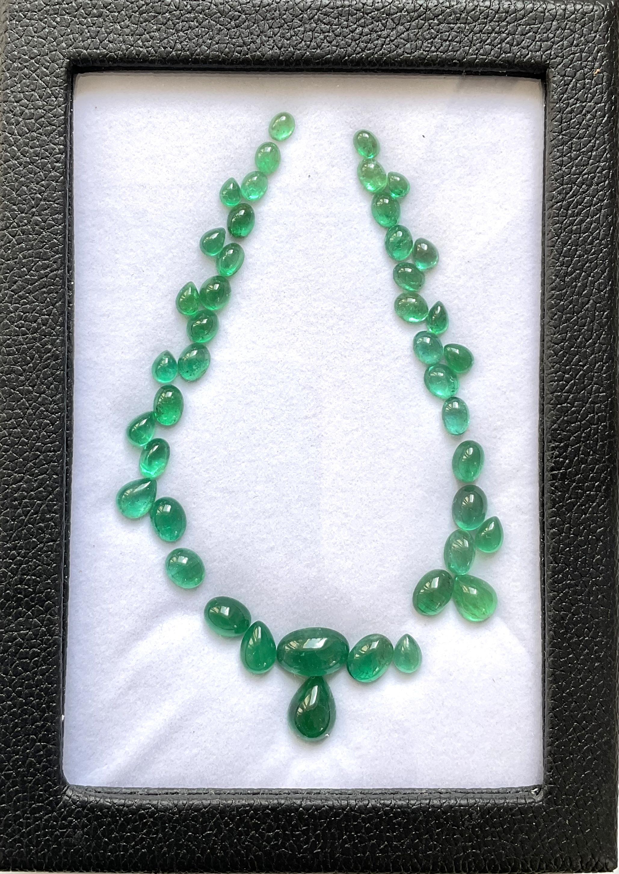 Art Deco 75.00 carats Zambian Emerald Plain cabochon & Pear Top Fine Layout Natural Gems