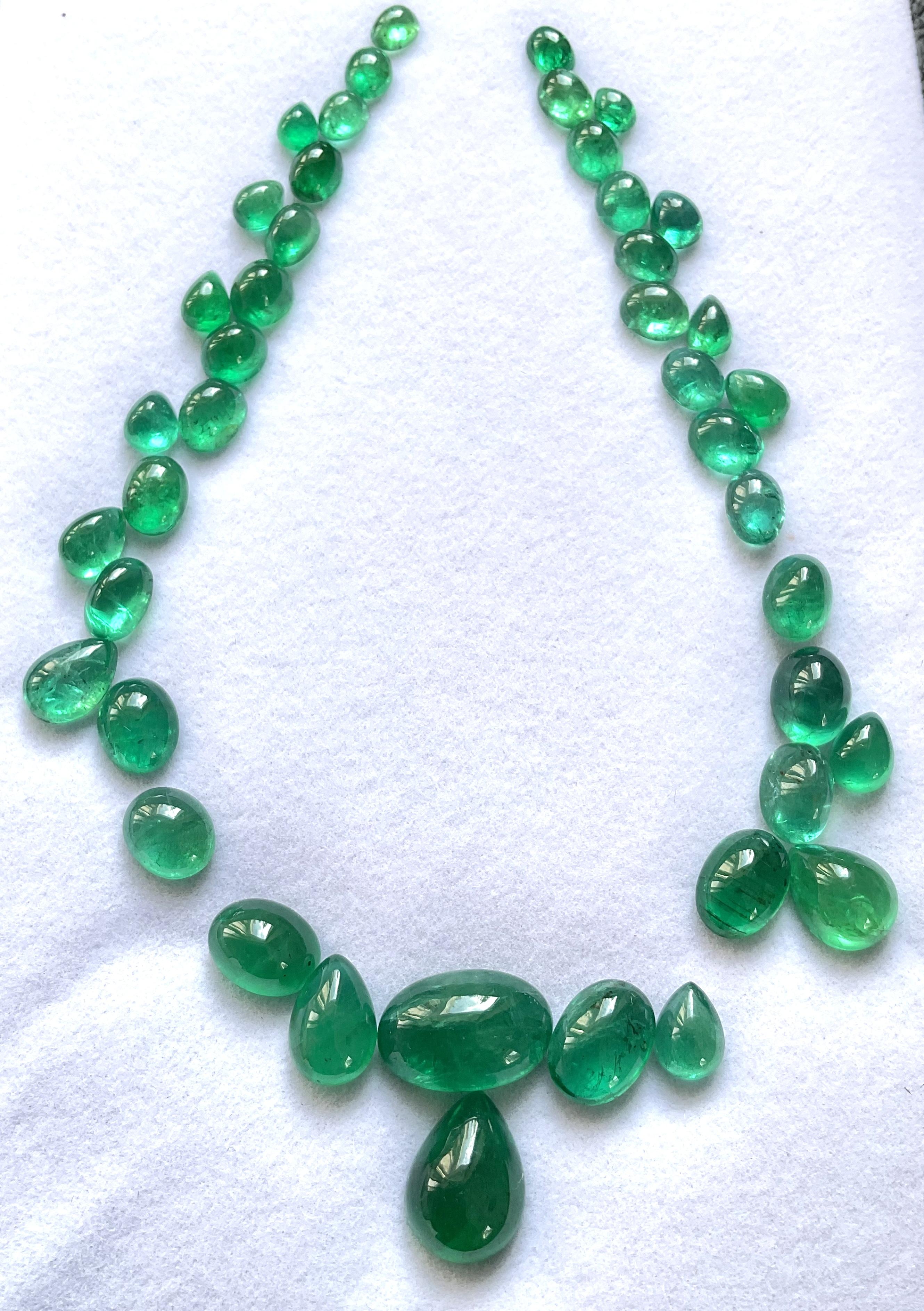 75.00 carats Zambian Emerald Plain cabochon & Pear Top Fine Layout Natural Gems In New Condition In Jaipur, RJ