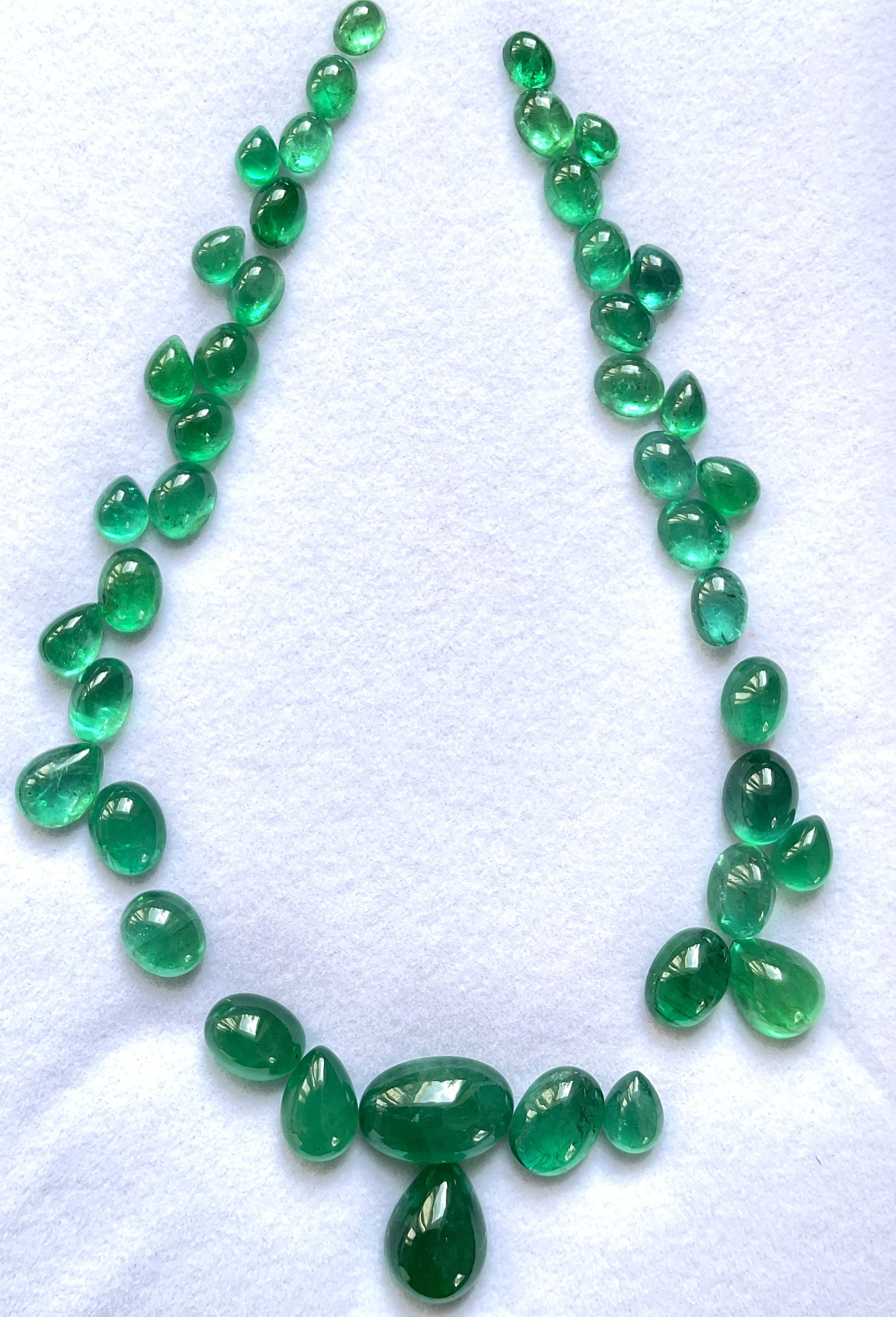 Women's or Men's 75.00 carats Zambian Emerald Plain cabochon & Pear Top Fine Layout Natural Gems