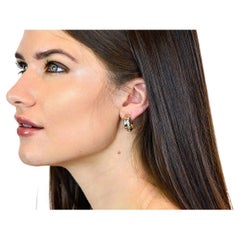 $7500 / David Yurman / 18K Gold Two-Tone Diamond Metro J Hoop Earrings / LUXURY