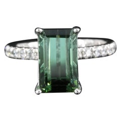 $7500 / NEW / GIA certified untreated Tourmaline & Diamond Fancy Ring / 14K Gold