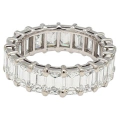 7.50ct E VS1 Emerald Cut Diamond Platinum Eternity Band Ring with Full Circle Sp