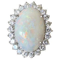 7.50CT Opal and Diamond 18K Gold Vintage Ring