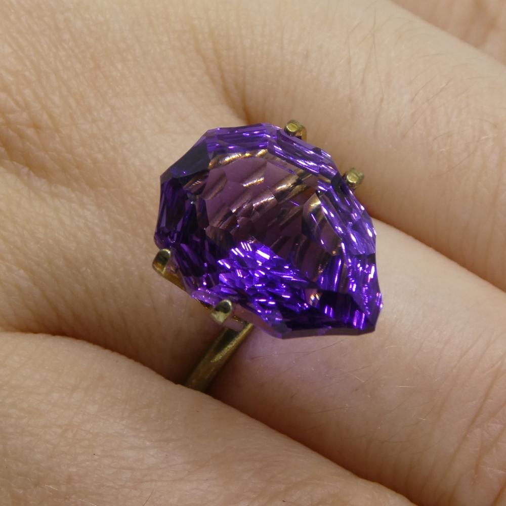 Description:

Gem Type: Amethyst
Number of Stones: 1
Weight: 7.5 cts
Measurements: 16.00 x 12.00 x 8.00 mm
Shape: Pear
Cutting Style Crown: Modified Brilliant
Cutting Style Pavilion: Mixed Cut
Transparency: Transparent
Clarity: Very Slightly