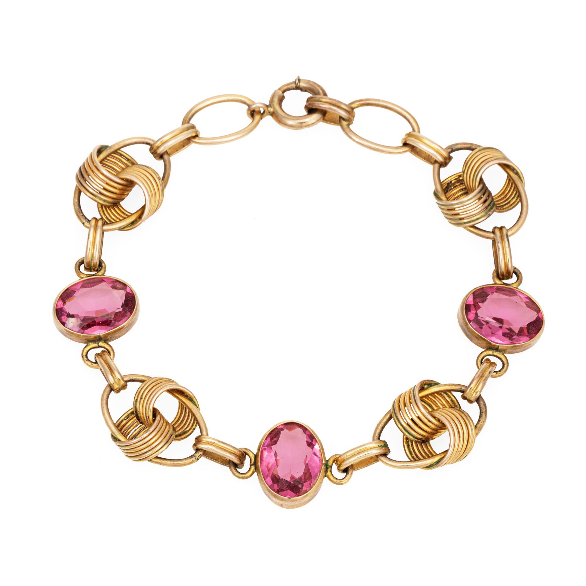 Modern 7.50ct Pink Tourmaline Bracelet Vintage 14k Yellow Gold 7