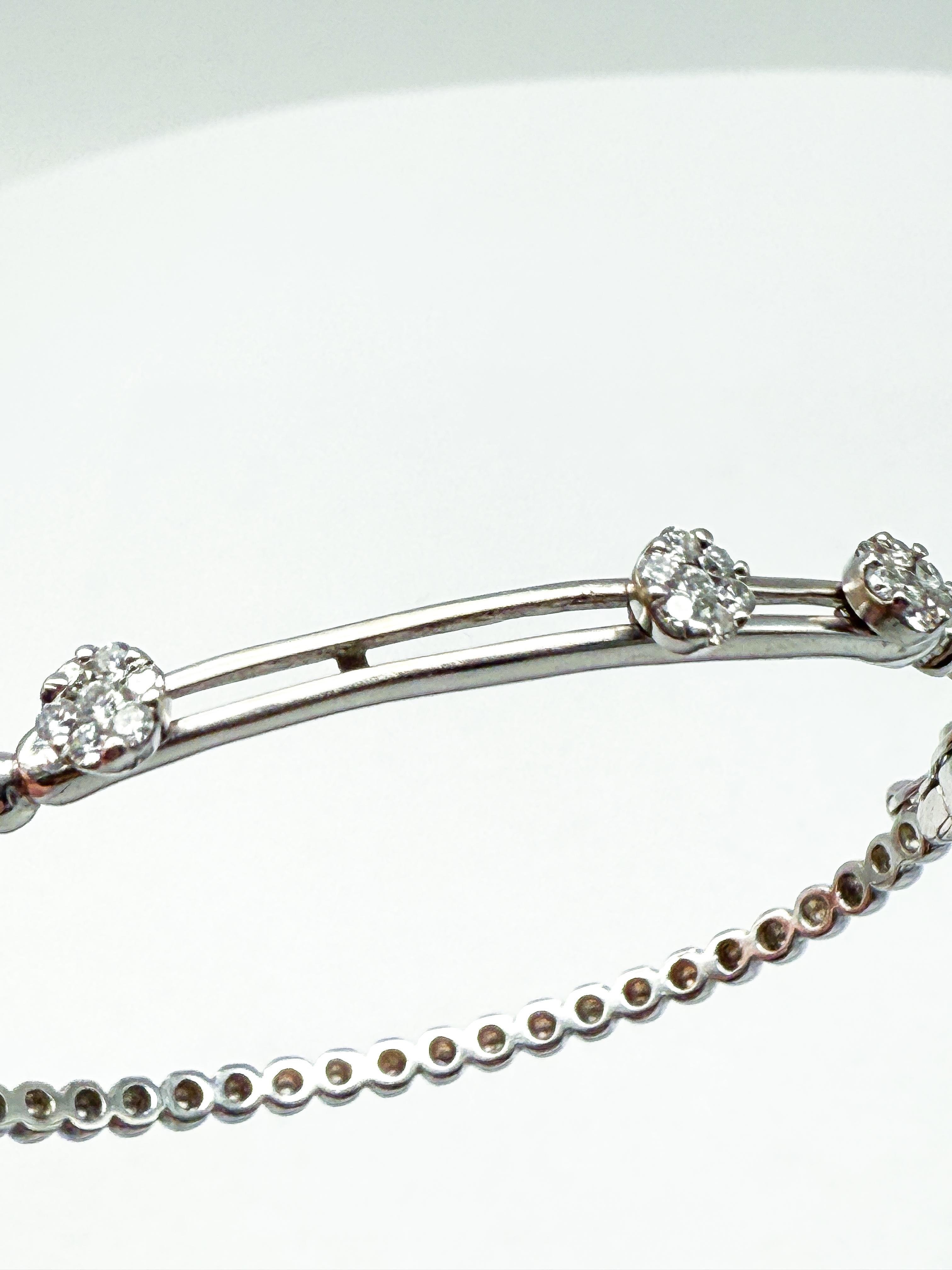 Brazalete de oro blanco 750 con diamantes Corte brillante en venta
