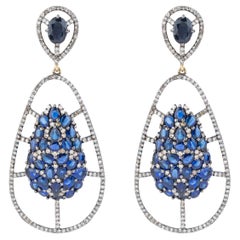 7.51 Carat Diamond and Sapphire Cocktail Earrings