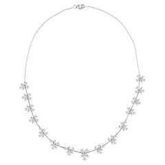 7,51-Karat-Halskette mit natürlichem Diamant im Birnen- und Marquise-Schliff in Blumenform, 18 Karat Weißgold