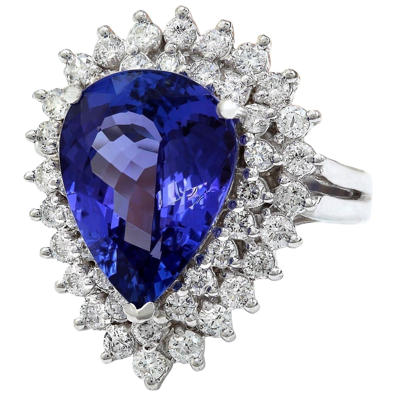 7.51 Carat  Tanzanite 14K Solid White Gold Diamond Ring
Item Type: Ring
Item Style: Cocktail
Material: 14K White Gold
Mainstone: Tanzanite
Stone Color: Blue
Stone Weight: 6.26 Carat
Stone Shape: Pear
Stone Quantity: 1
Stone Dimensions: 14.00x10.03