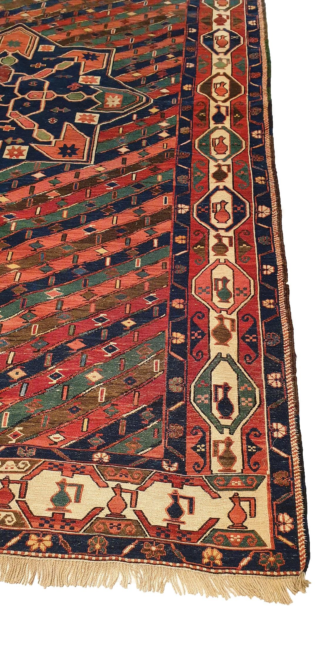 Hand-Woven 751 - Nice 20th Century Kilim from Azerbaijan For Sale