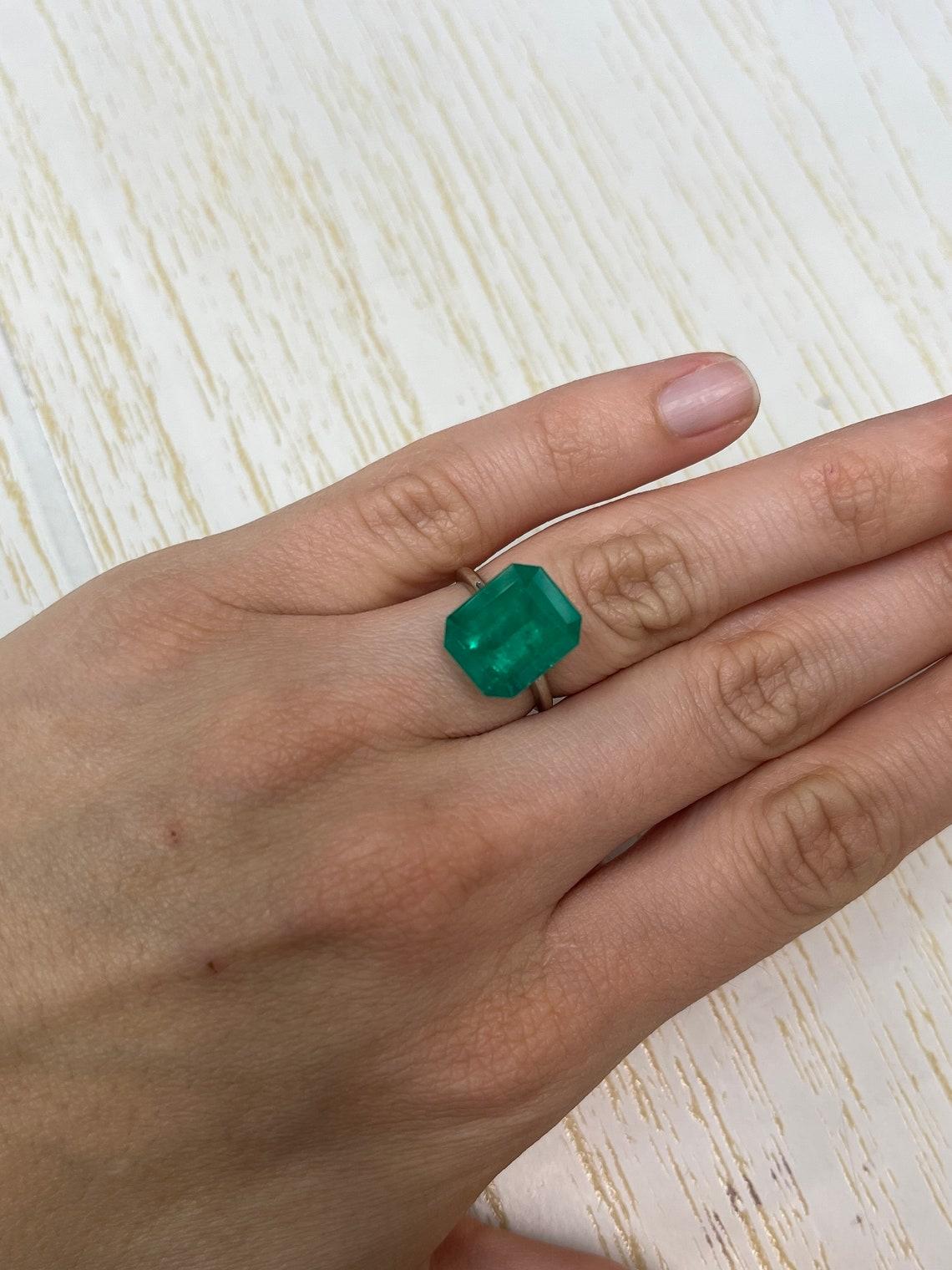 7.51ct Deep Forest Green Emerald Cut Colombian Gem 13.5x11 Genuine May For Sale 2