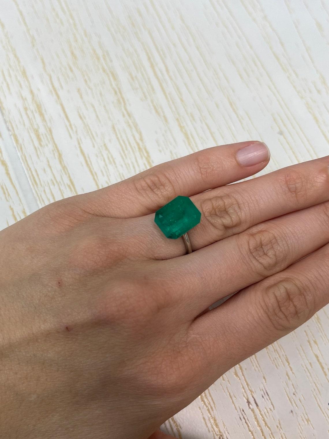7.51ct Deep Forest Green Emerald Cut Colombian Gem 13.5x11 Genuine May For Sale 3