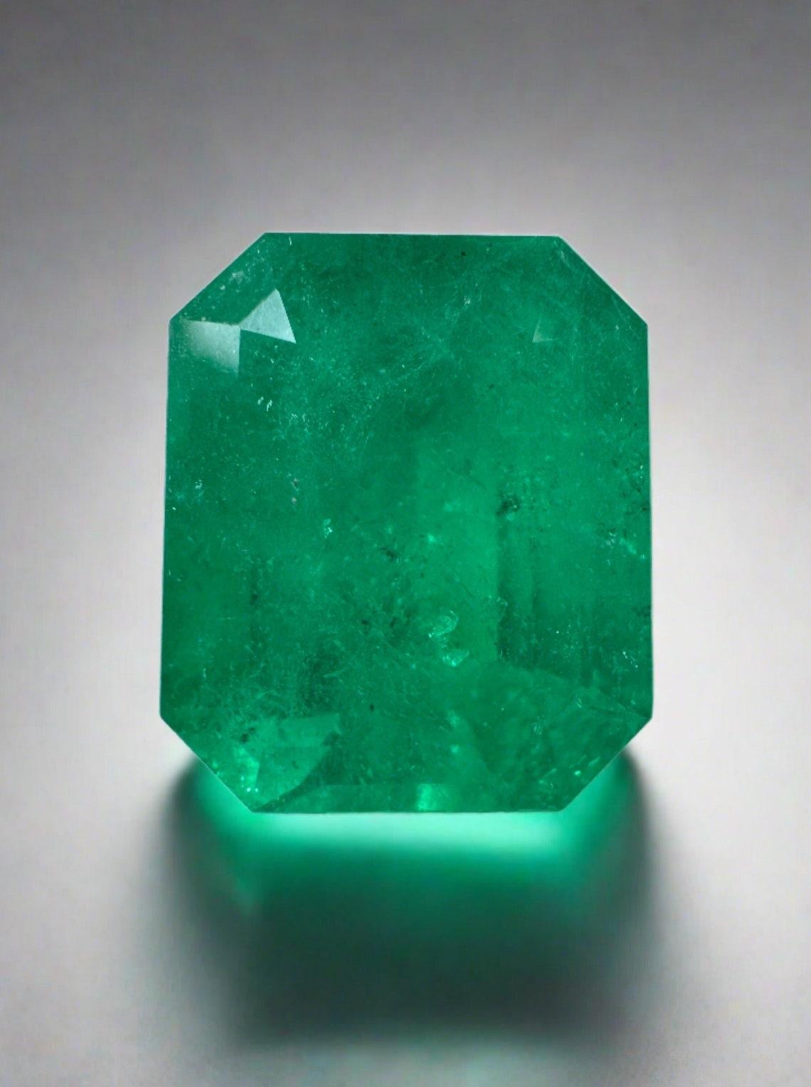 7.51ct Deep Forest Green Emerald Cut Colombian Gem 13.5x11 Genuine May For Sale