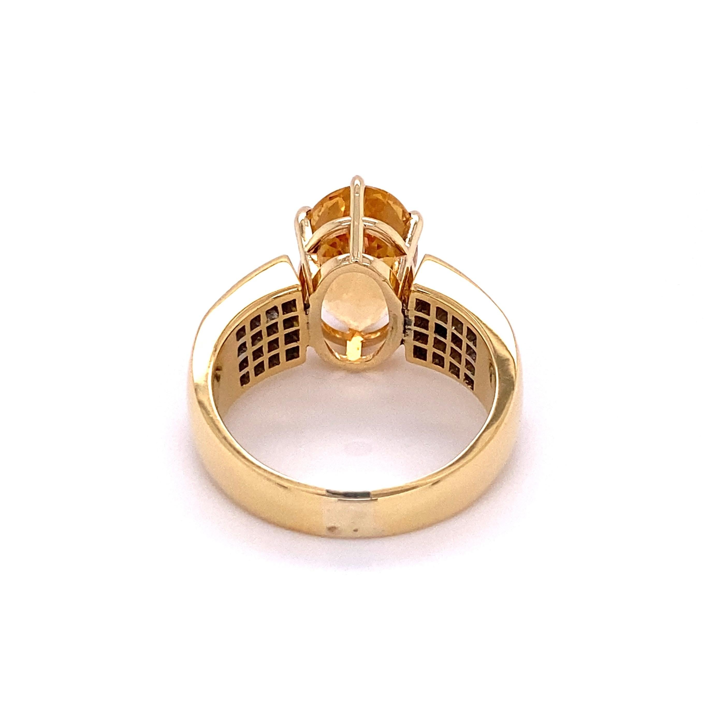 7.52 Karat Imperial Topas und Diamant Gold Cocktail-Ring Estate Fine Jewelry (Gemischter Schliff) im Angebot