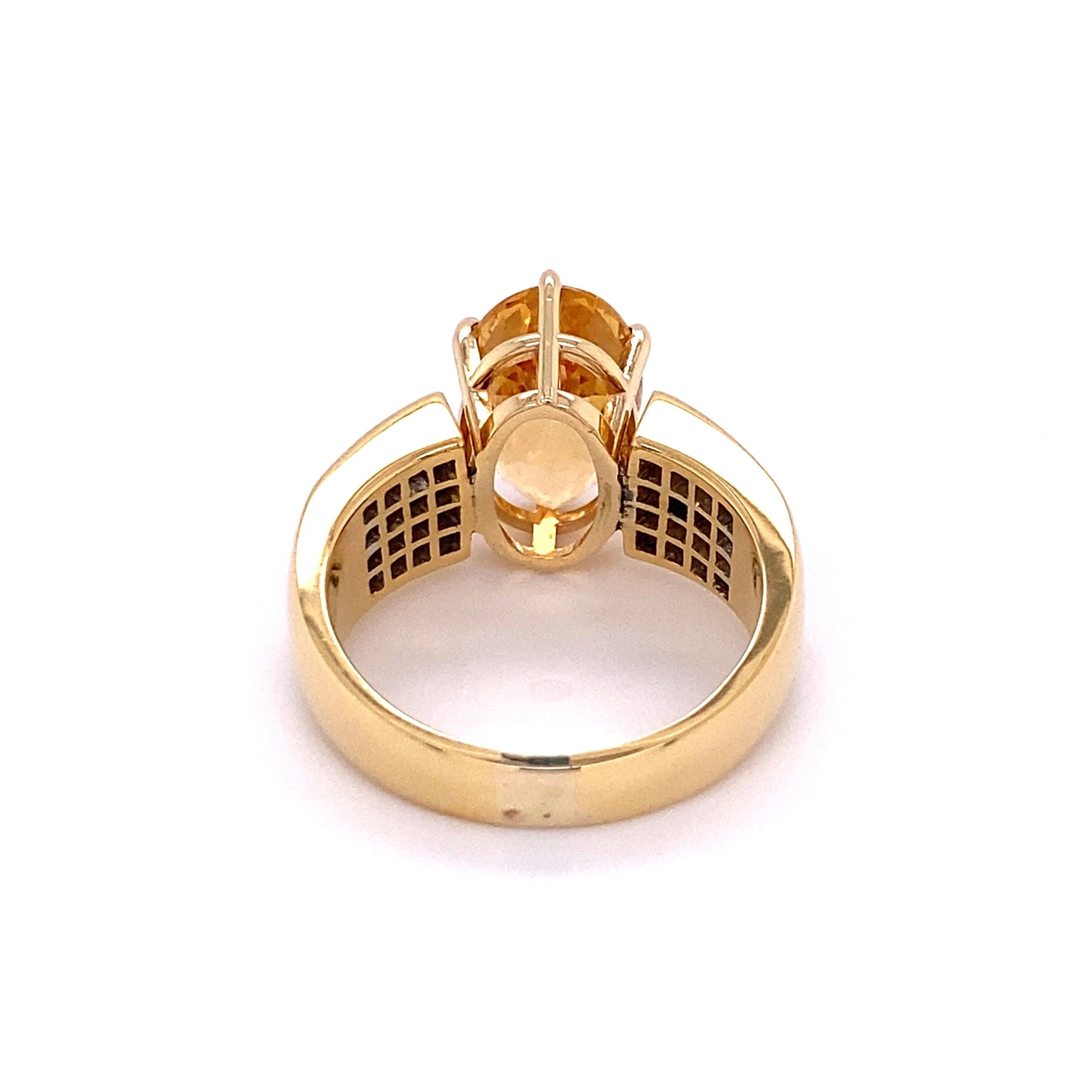 Anillo de cóctel de oro con topacio imperial y diamantes de 7,52 quilates Estate Fine Jewelry Corte mixto en venta