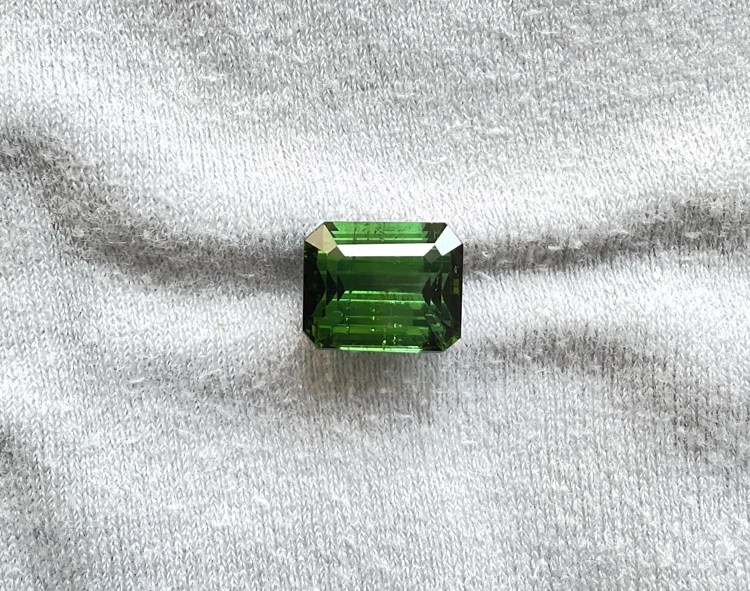 7,52 Karat Nigeria grüner Turmalin Top Qualität Oktagon Schliff Stein natürlich Edelstein (Art déco) im Angebot