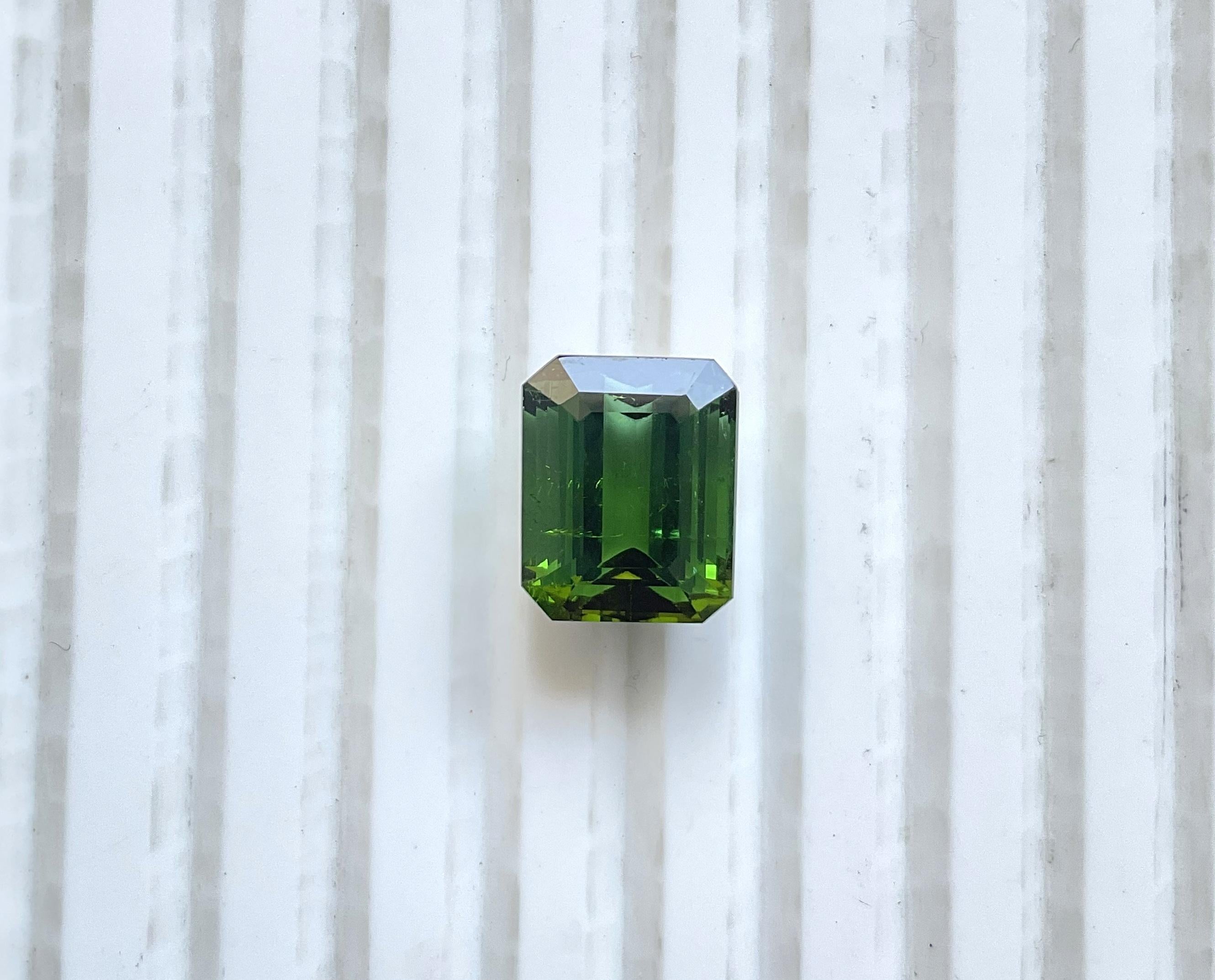 7,52 Karat Nigeria grüner Turmalin Top Qualität Oktagon Schliff Stein natürlich Edelstein im Zustand „Neu“ im Angebot in Jaipur, RJ
