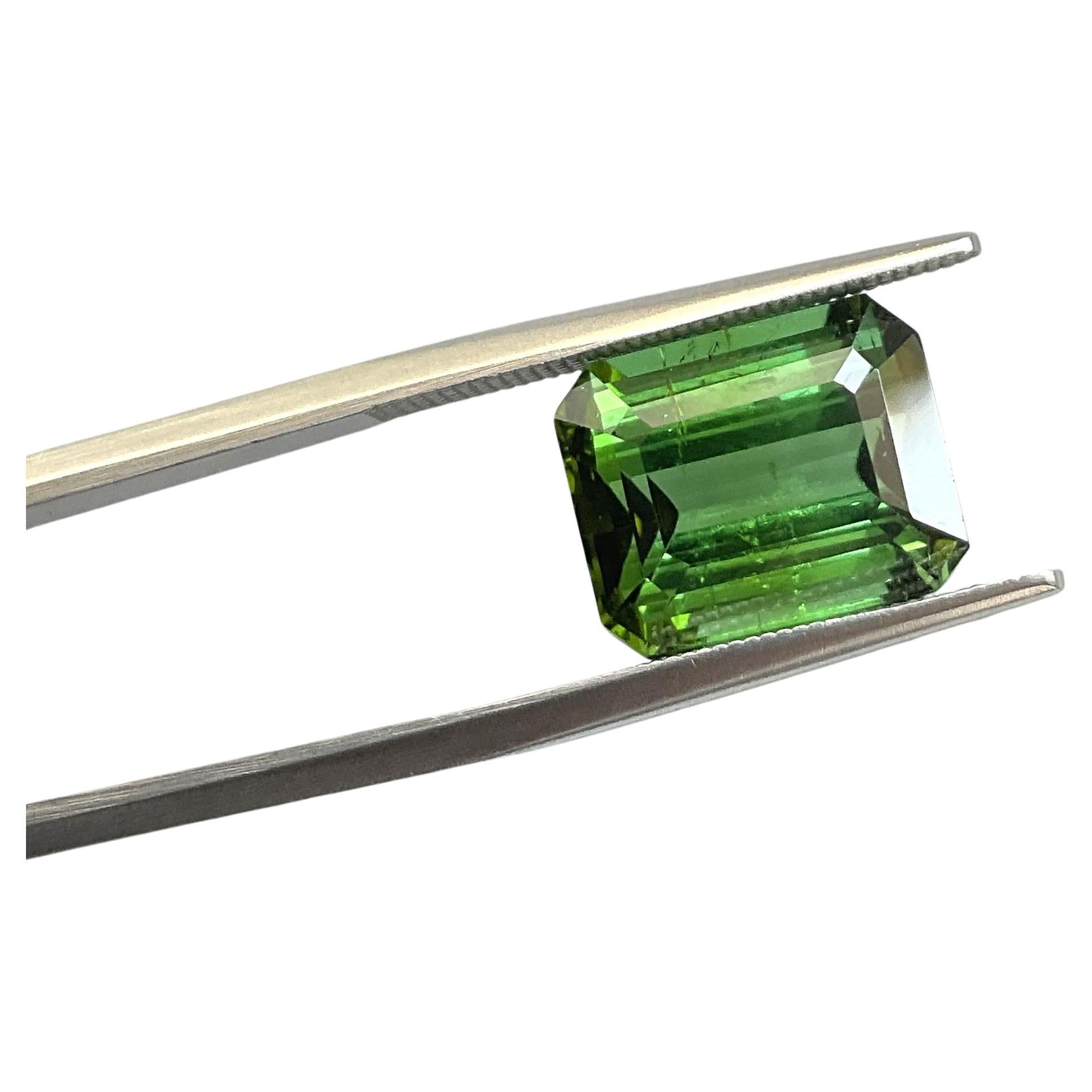 7.52 carats Nigeria green tourmaline Top Quality Octagon Cut stone natural Gem For Sale