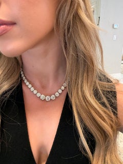 75.27ct GIA Certified Graduated Round Diamond Tennis Necklace VVS1