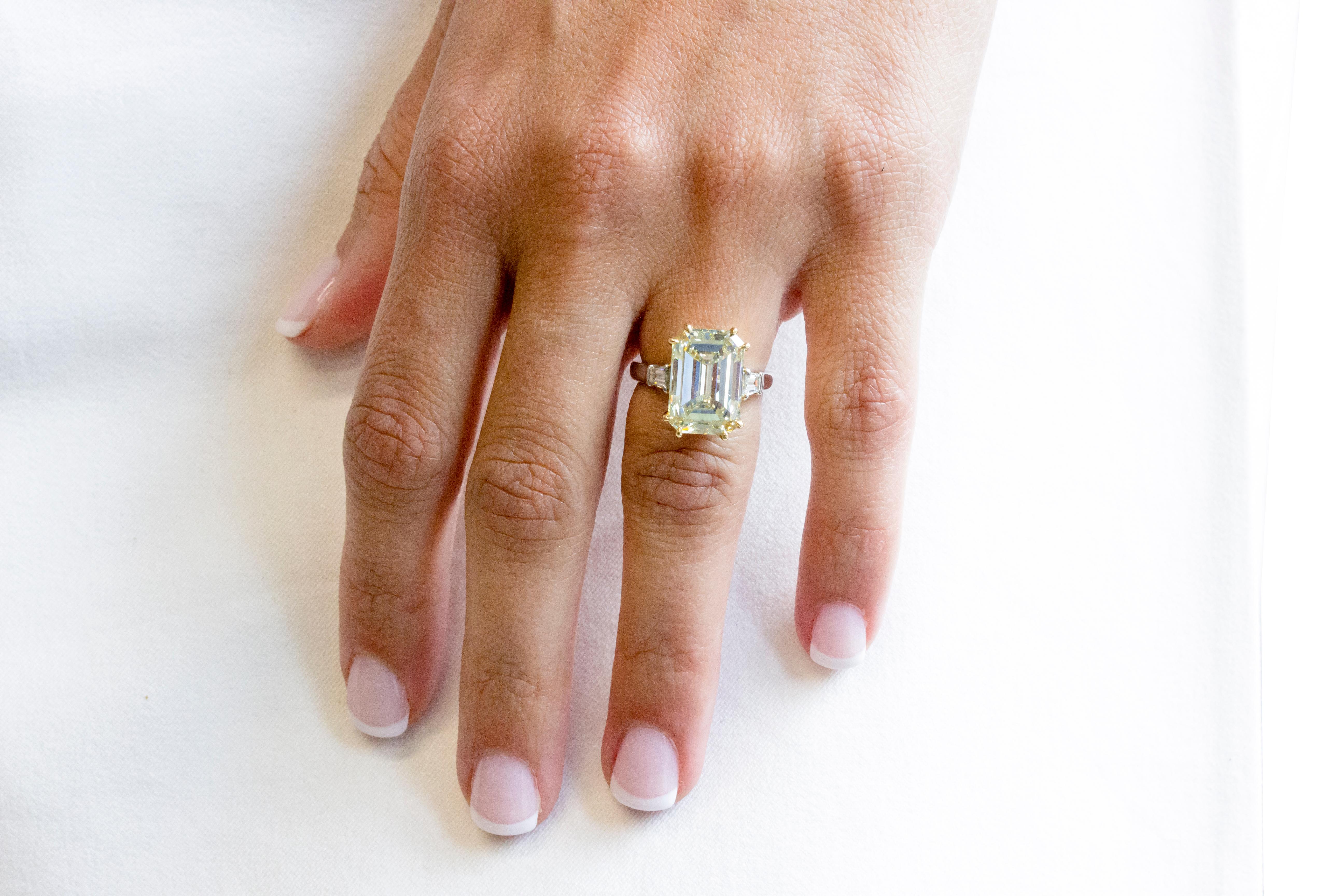yellow emerald cut diamond ring