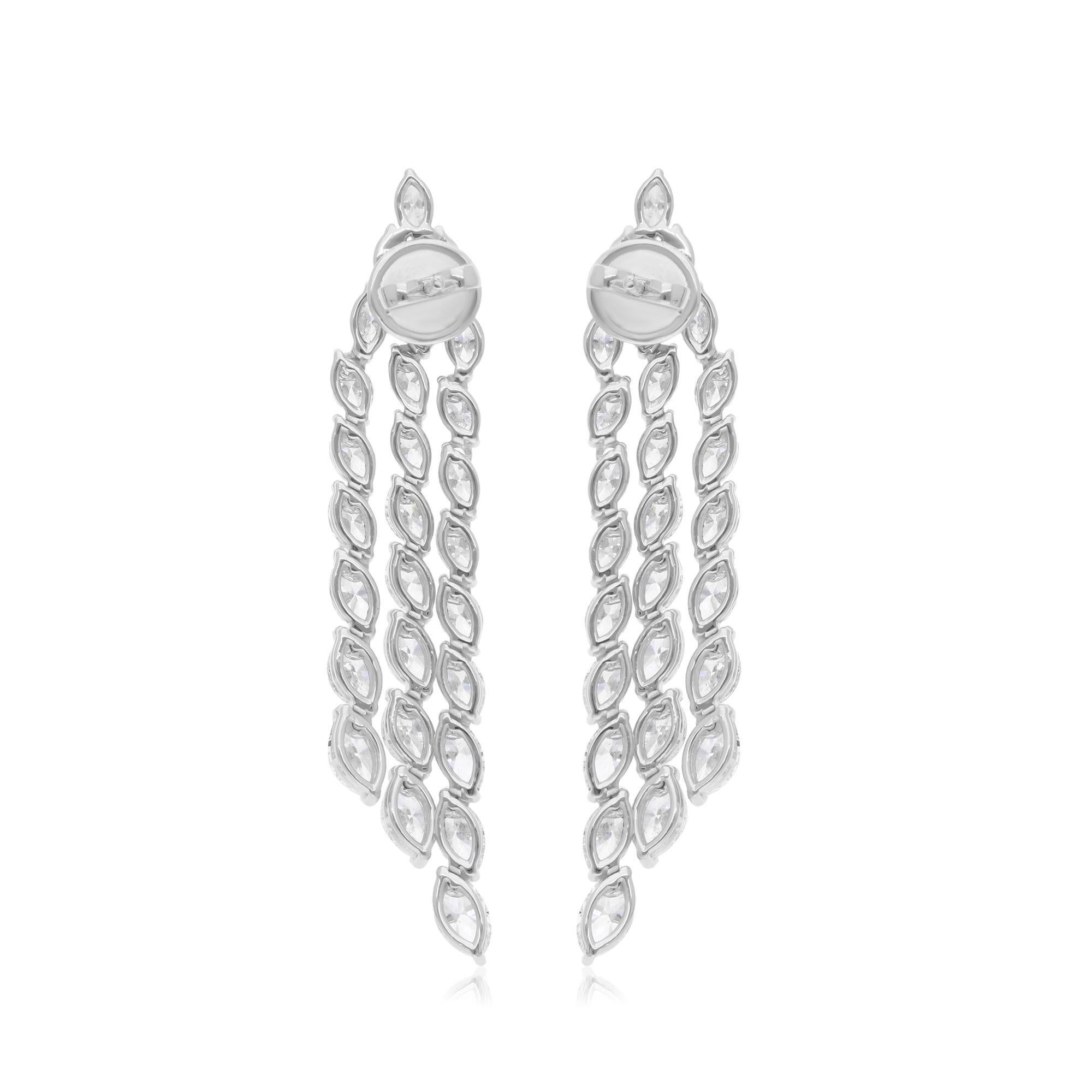 Boucles d'oreilles chandelier en diamant taille brillant de 7,53 carats SI/H en or blanc 14 carats Neuf - En vente à Diera, Dubai