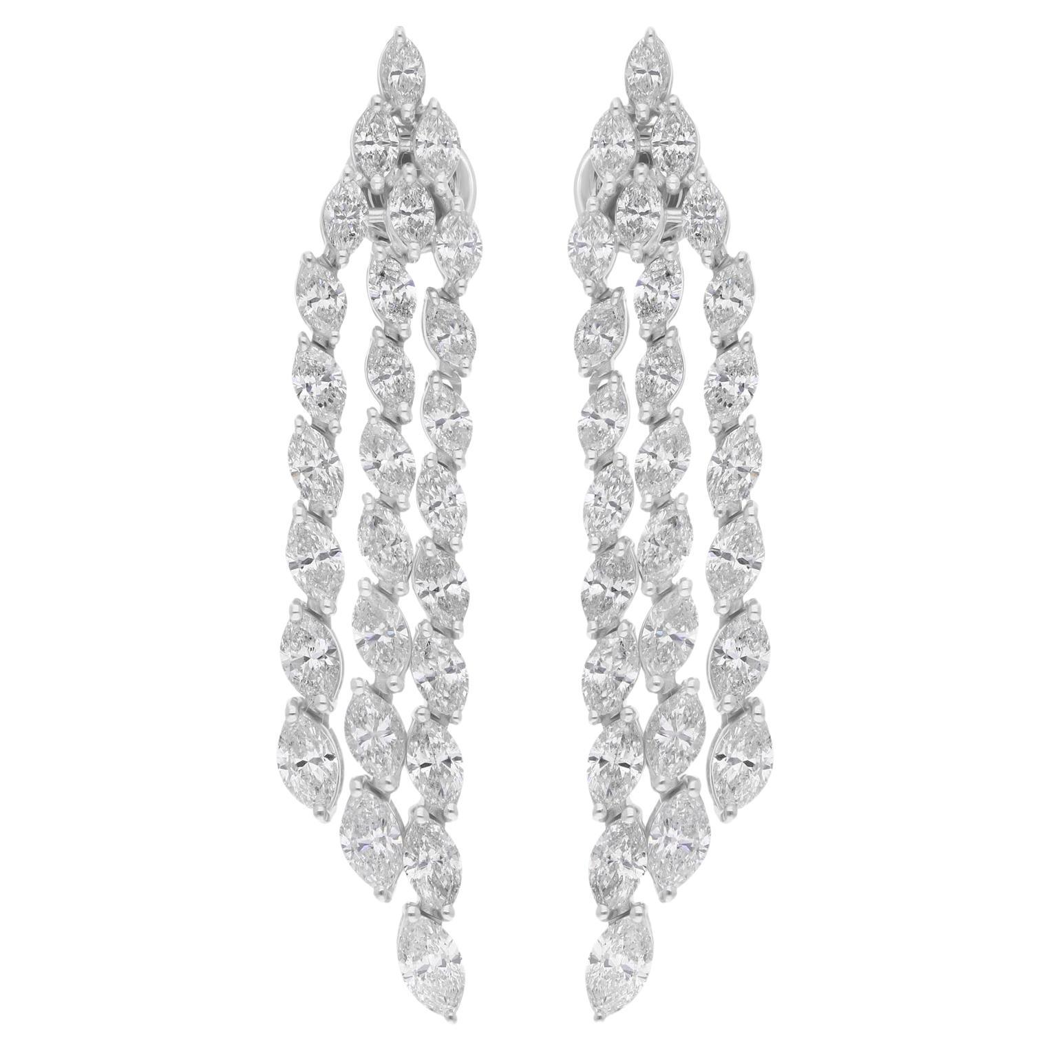 7.53 Carat SI/H Brilliant Cut Diamond Chandelier Earrings 14 Karat White Gold