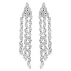 7,53 Karat SI/H Brillantschliff Diamant-Kronleuchter-Ohrringe 14 Karat Weißgold
