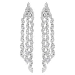 7.53 Carat SI/H Brilliant Cut Diamond Chandelier Earrings 18 Karat White Gold
