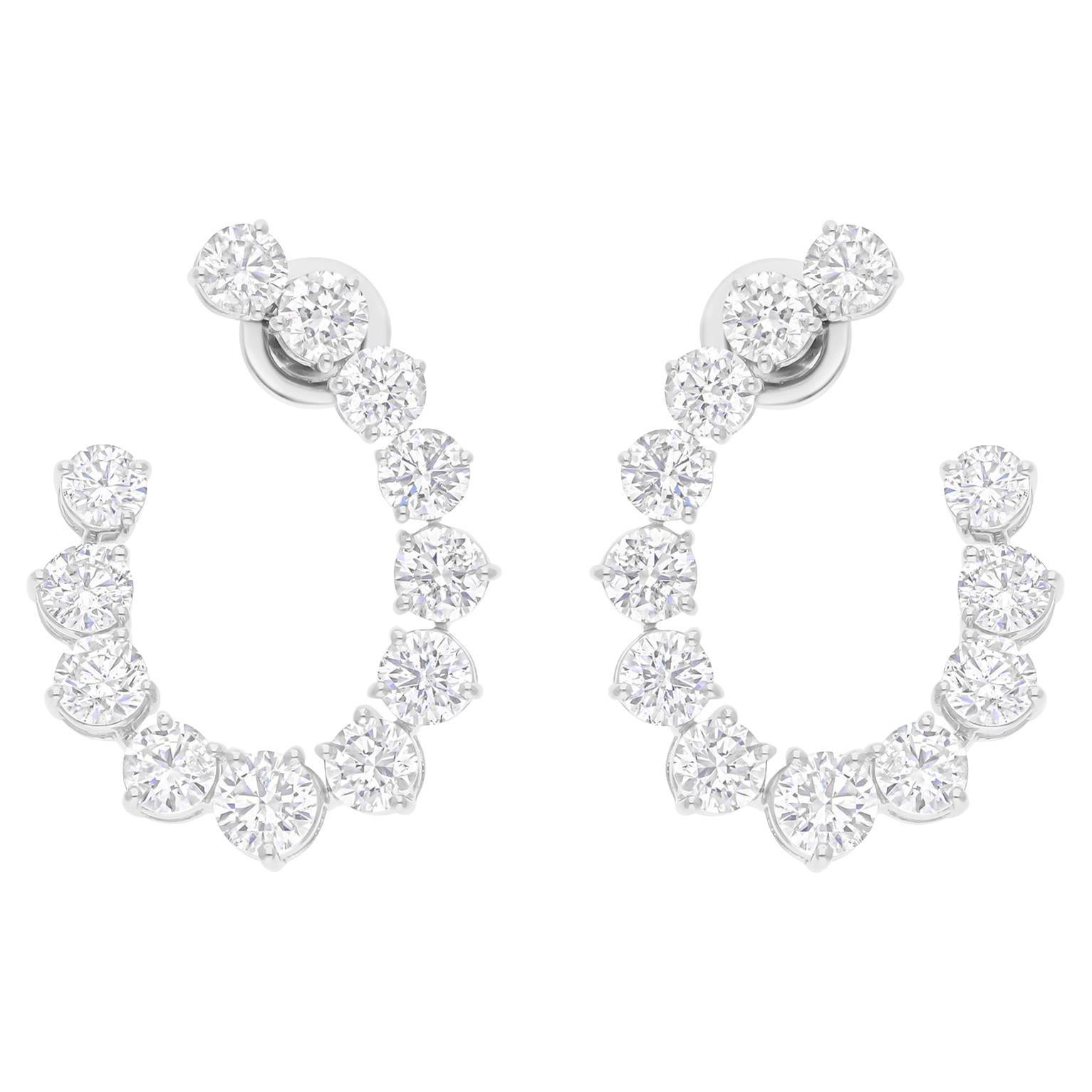 7.53 Carat SI/H Round Brilliant Cut Diamond Earrings 14 Karat White Gold Jewelry