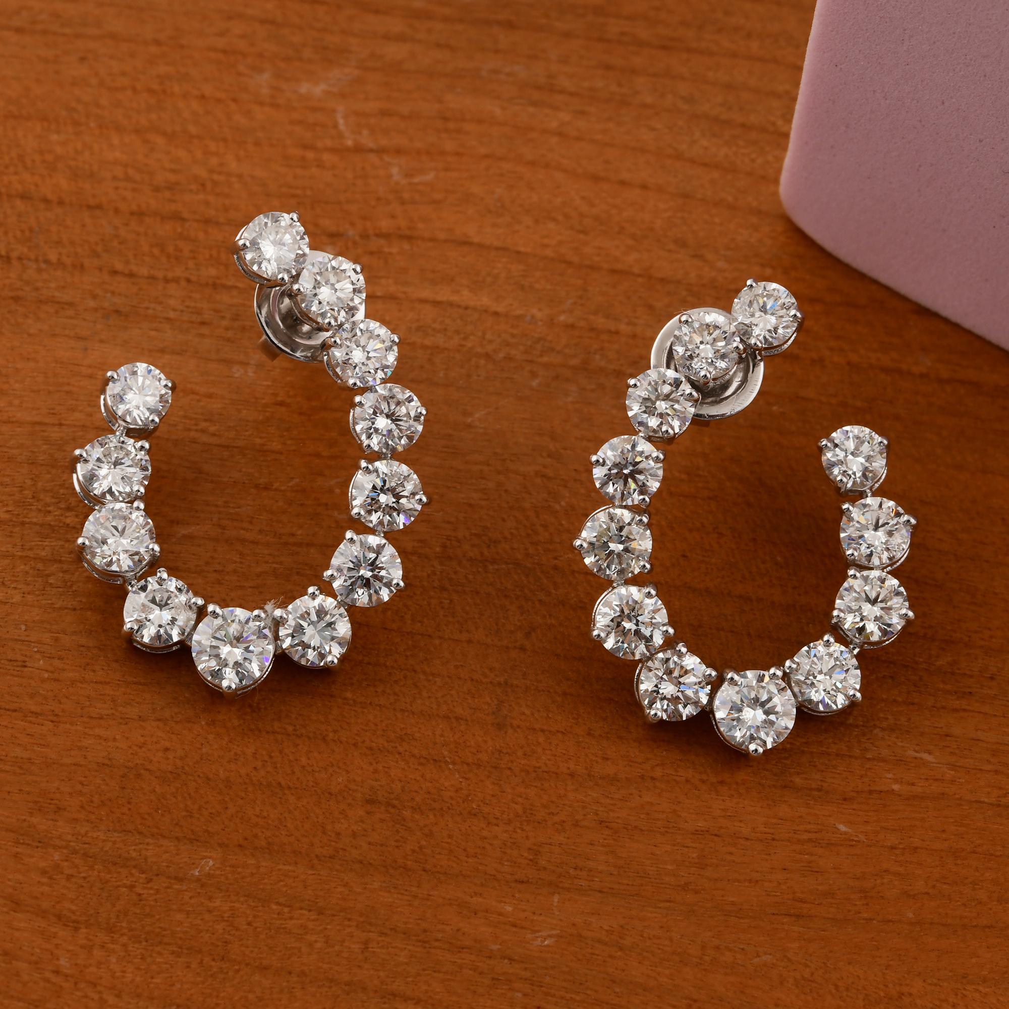 7.53 Carat SI/H Round Brilliant Cut Diamond Earrings 18 Karat White Gold Jewelry In New Condition For Sale In Diera, Dubai