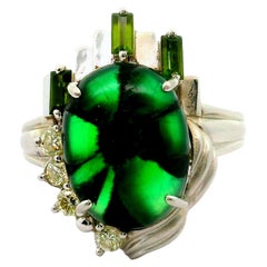 Bague en platine avec émeraude trapiche de 7,53 carats, certifiée GIA