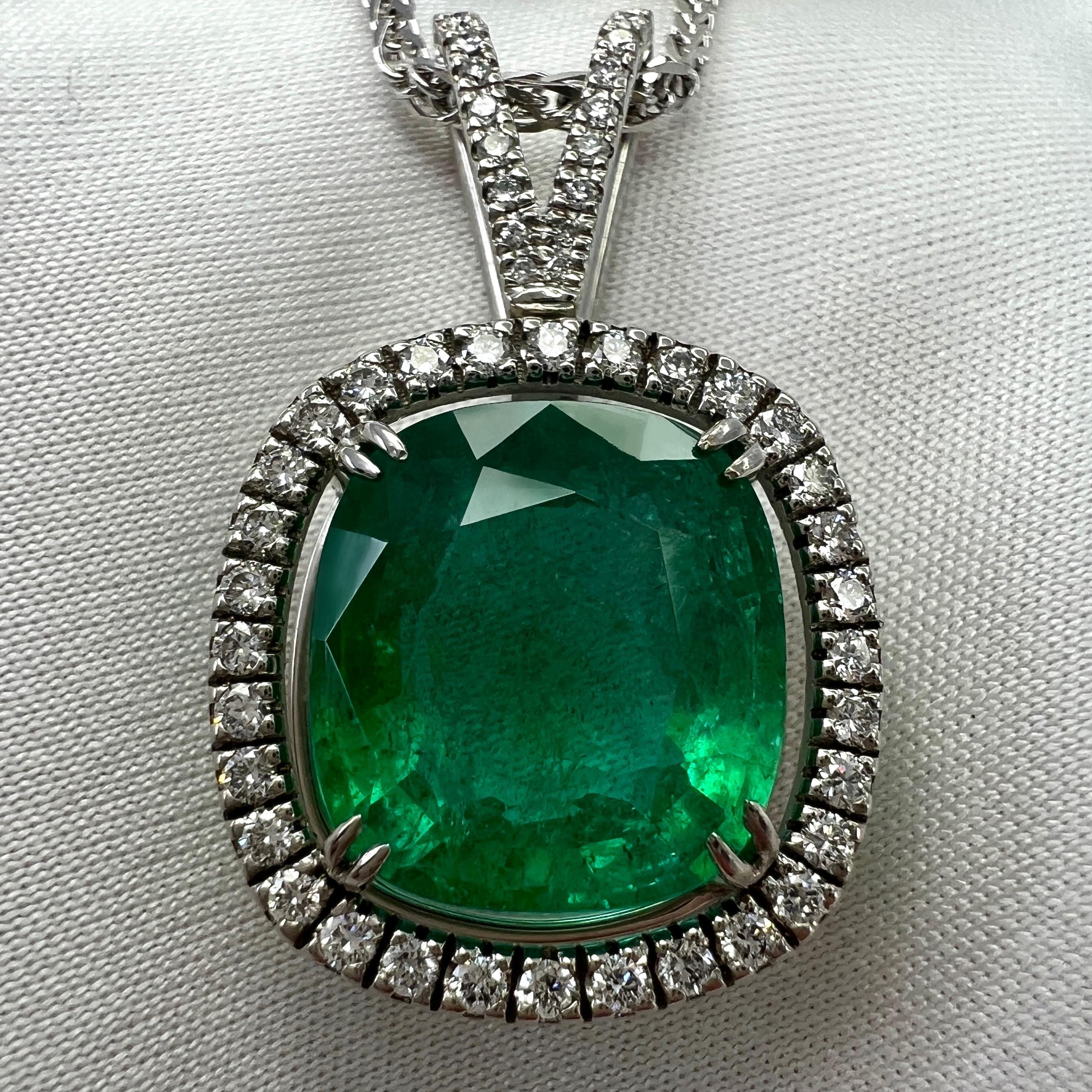 GIA Certified Rare Russian Emerald & Diamond 18k White Gold Halo Pendant Necklace.

This beautiful necklace features a very rare 'old stock' Russian emerald. These emeralds are exceptionally rare and hardly ever make it to the open market.

This is