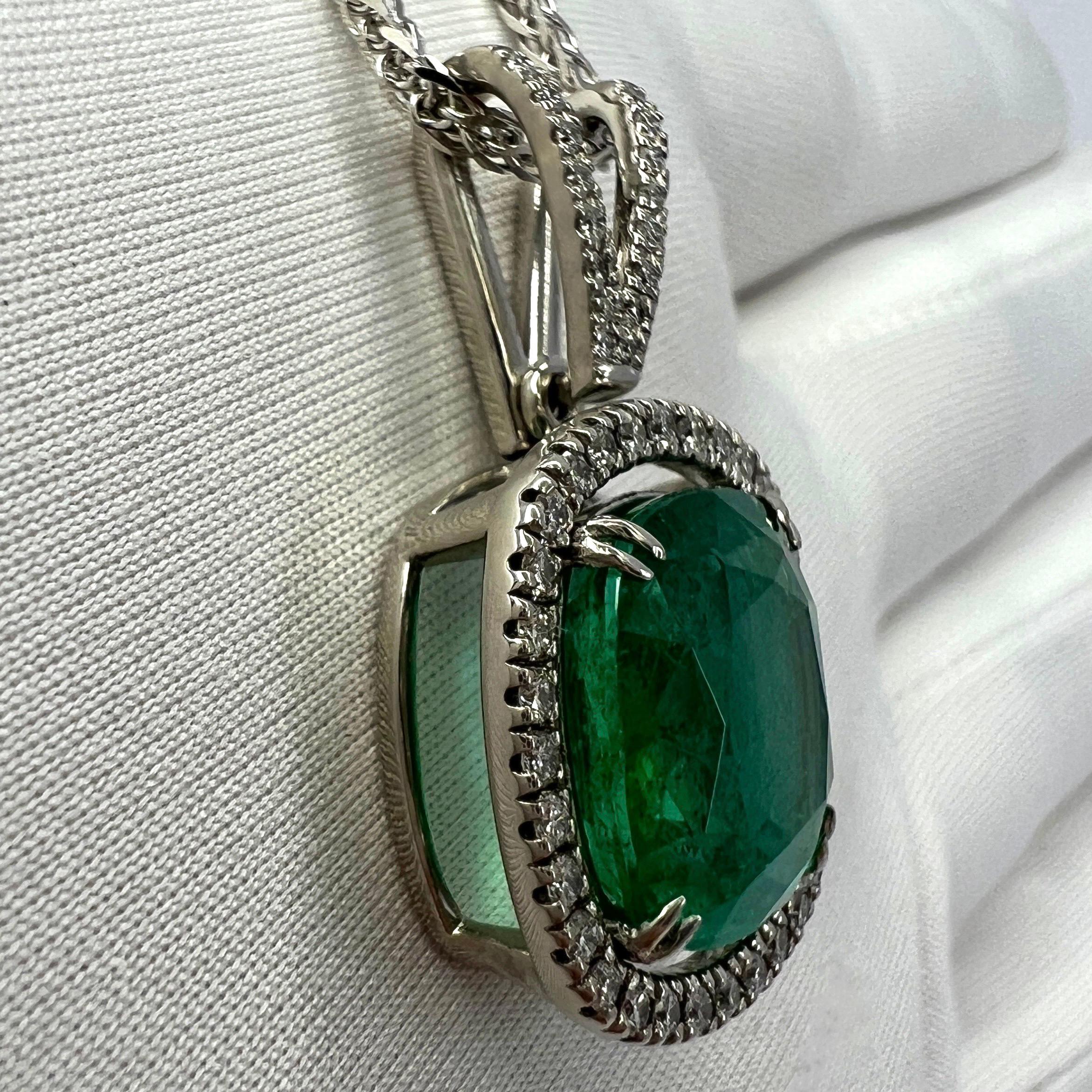7.53ct GIA Certified Rare Russian Emerald & Diamond 18k White Gold Halo Pendant 1