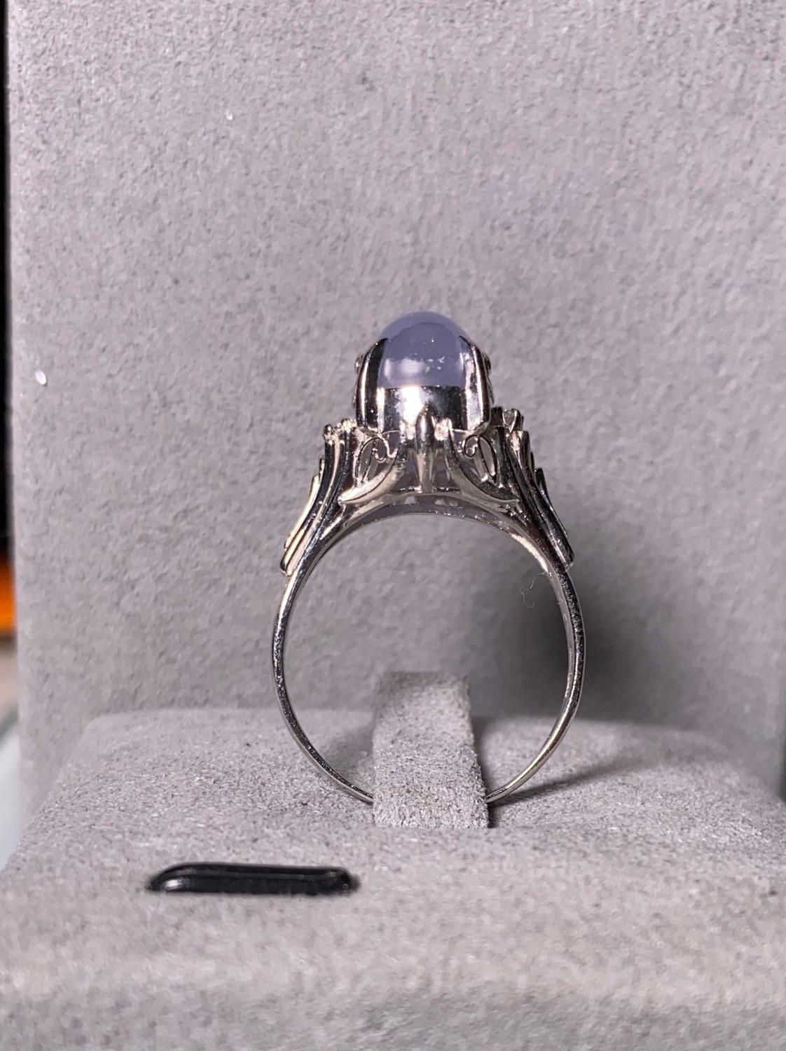 Contemporary Eostre Purple Star Sapphire and Diamond Ring in Platinum 900 For Sale