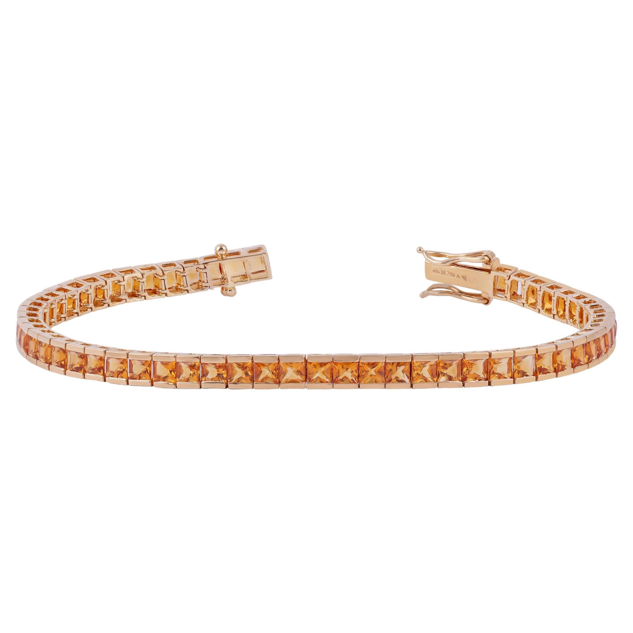 7.54 Carat Citrine Bracelet Studded in 18 Karat Gold