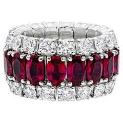 7.54 Carat Oval Statement Ruby Radiant Elegance Modern Classic  Diamond ring