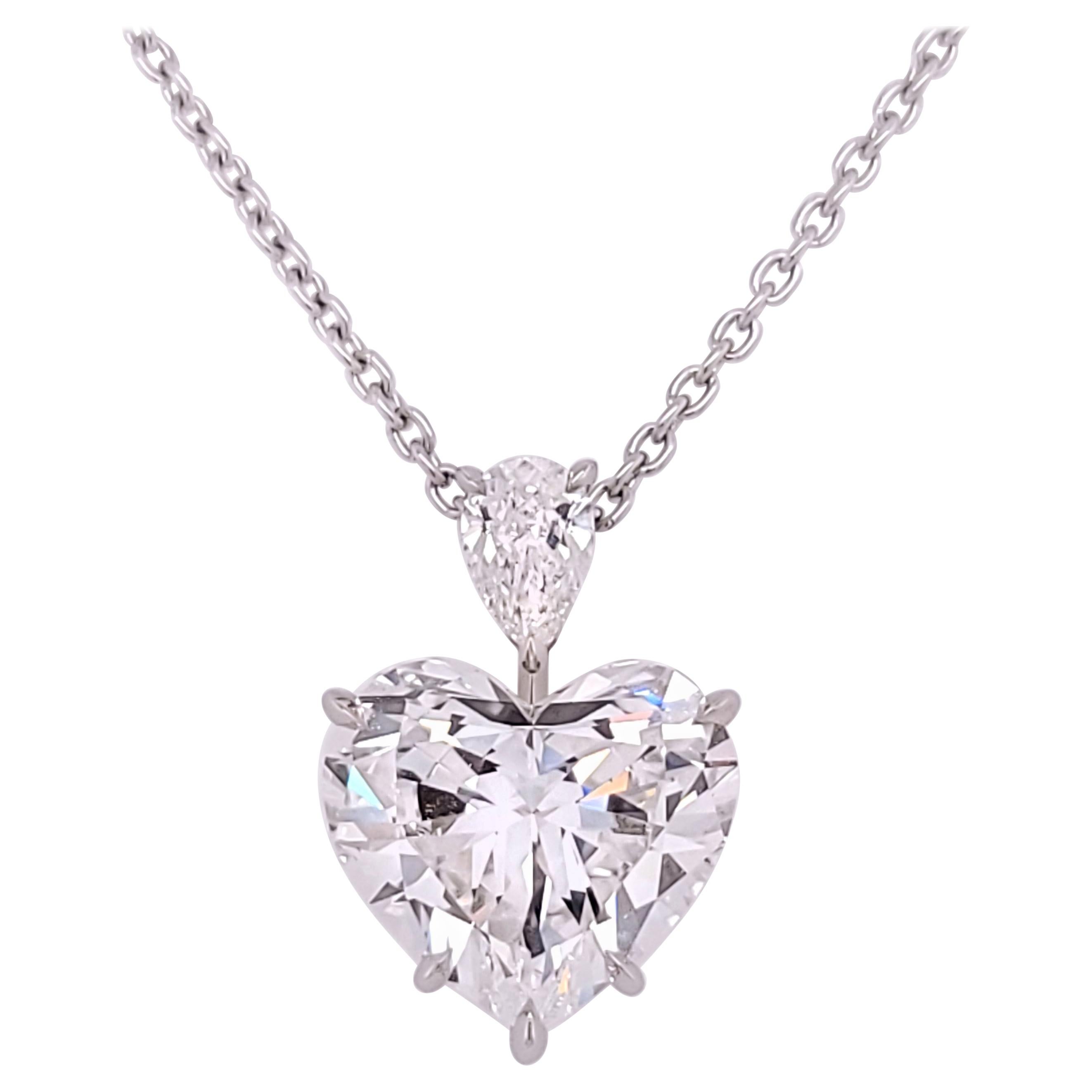 7.54 Heart-Shaped D IF Diamond Pendant GIA Certified For Sale