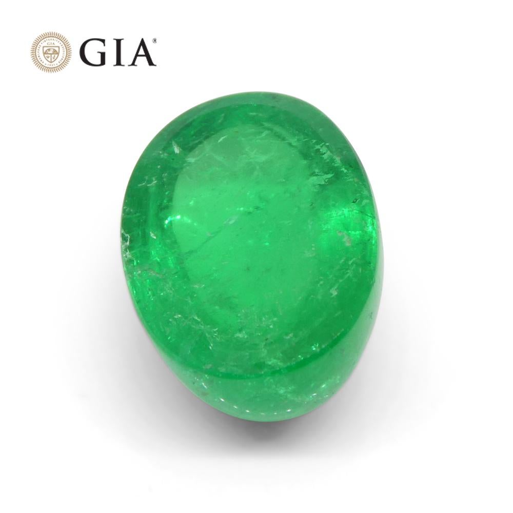 7.54ct Oval Cabochon Green Emerald GIA Certified Colombia   For Sale 5