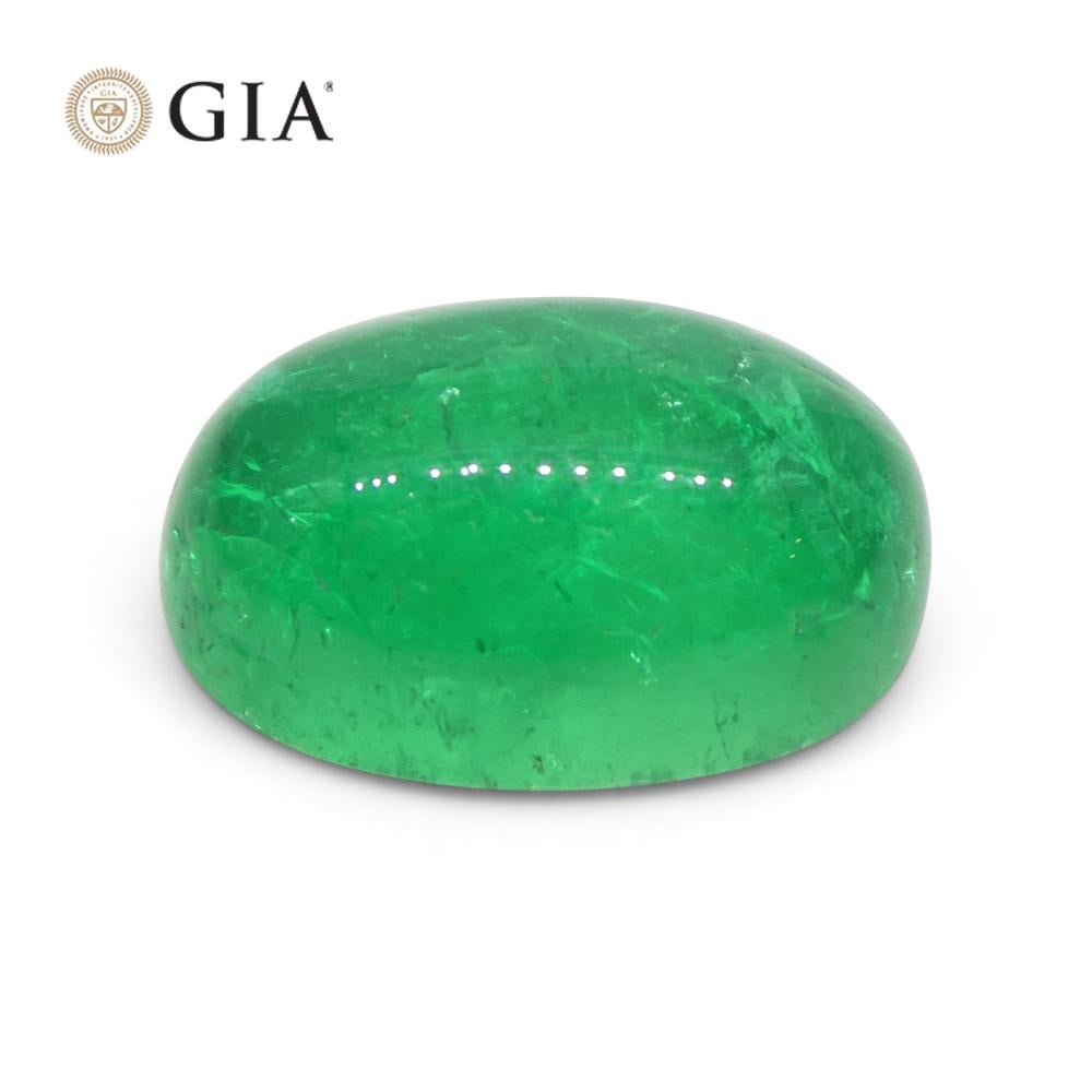 7.54ct Oval Cabochon Green Emerald GIA Certified Colombia   For Sale 6
