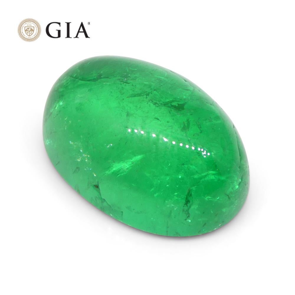 7.54ct Oval Cabochon Green Emerald GIA Certified Colombia   For Sale 8