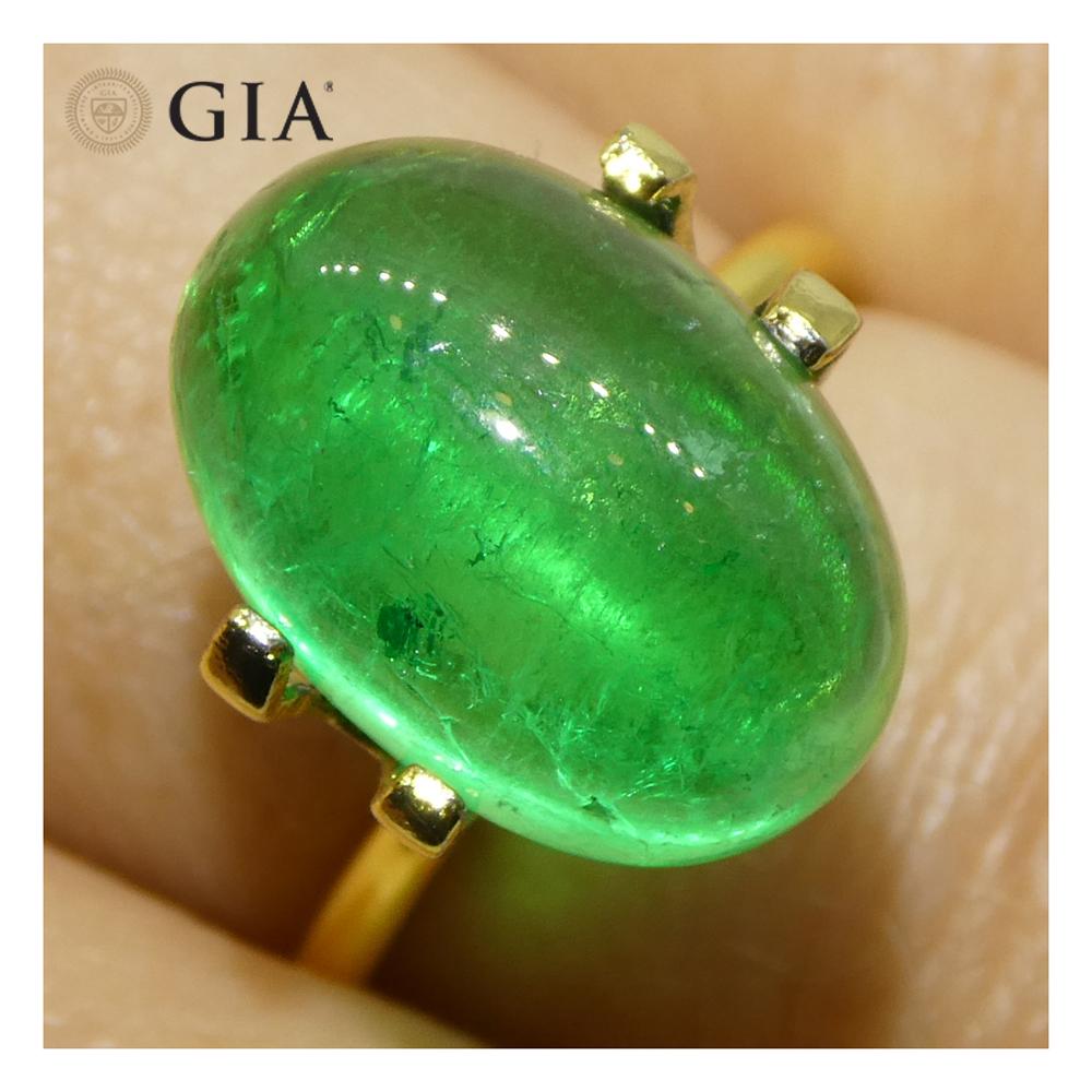 7.54 Karat Oval Cabochon Grüner Smaragd GIA zertifiziert Kolumbien im Angebot 9