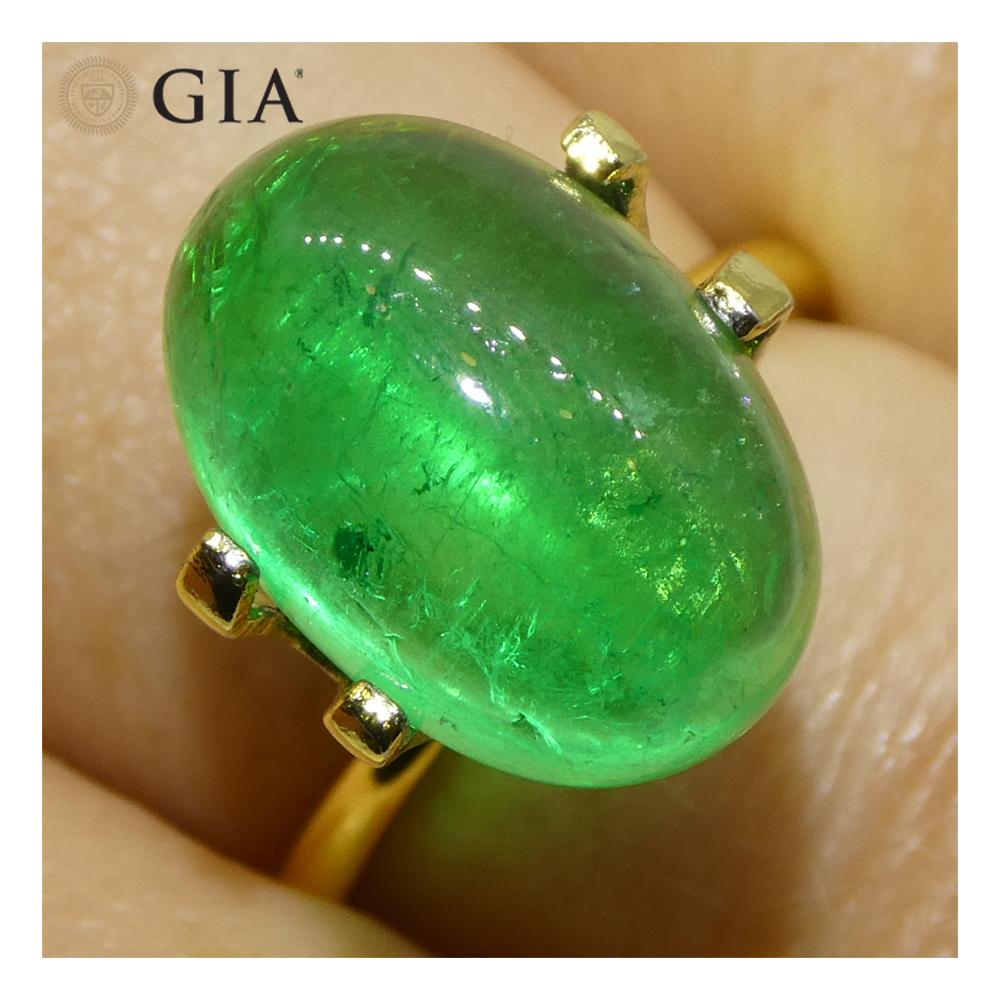 7.54 Karat Oval Cabochon Grüner Smaragd GIA zertifiziert Kolumbien (Ovalschliff) im Angebot