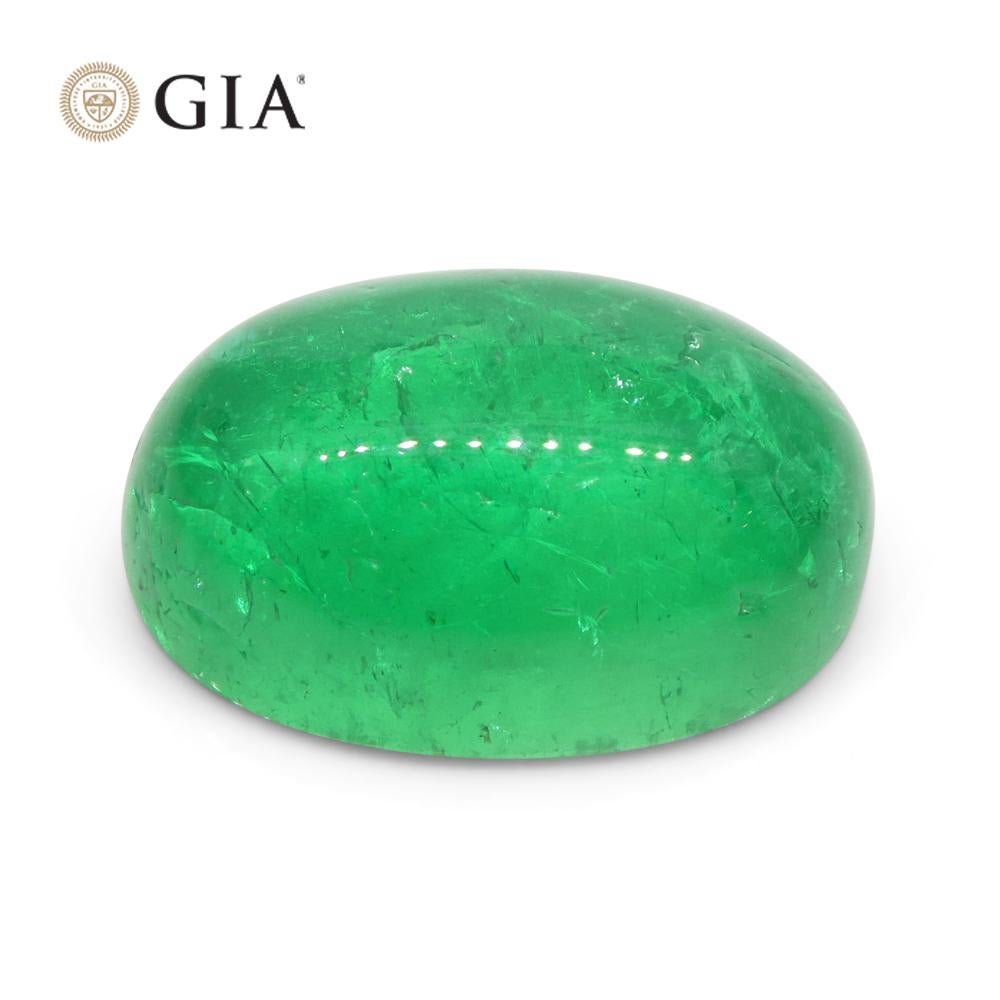 7.54ct Oval Cabochon Green Emerald GIA Certified Colombia   In New Condition For Sale In Toronto, Ontario