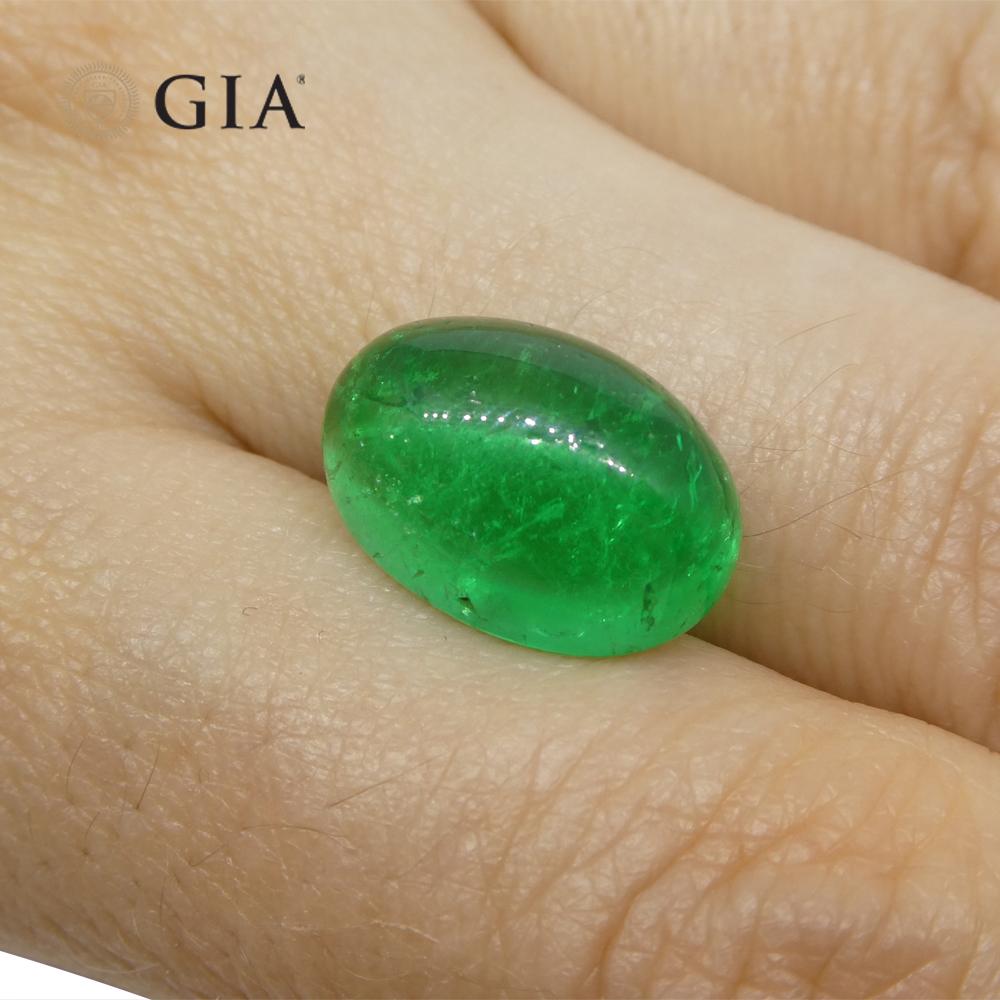 7.54ct Oval Cabochon Green Emerald GIA Certified Colombia   For Sale 1