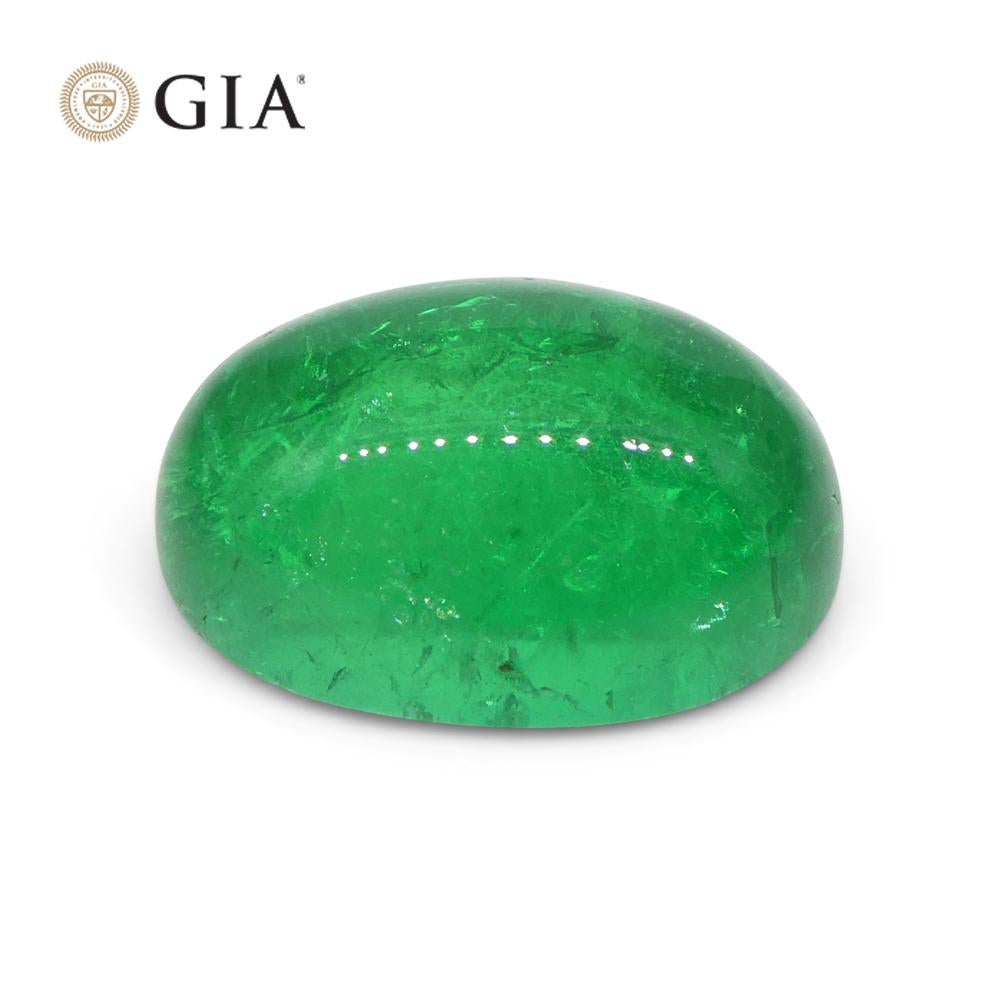 7.54ct Oval Cabochon Green Emerald GIA Certified Colombia   For Sale 2