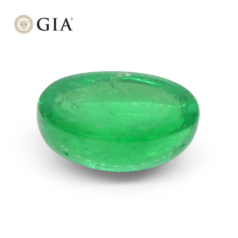 7.54ct Oval Cabochon Green Emerald GIA Certified Colombia   For Sale 3