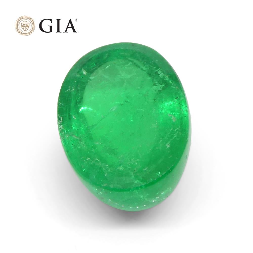 7.54ct Oval Cabochon Green Emerald GIA Certified Colombia   For Sale 4
