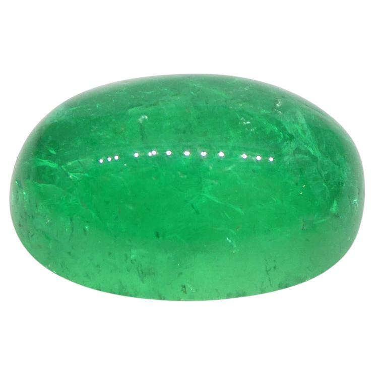 7.54ct Oval Cabochon Green Emerald GIA Certified Colombia   For Sale