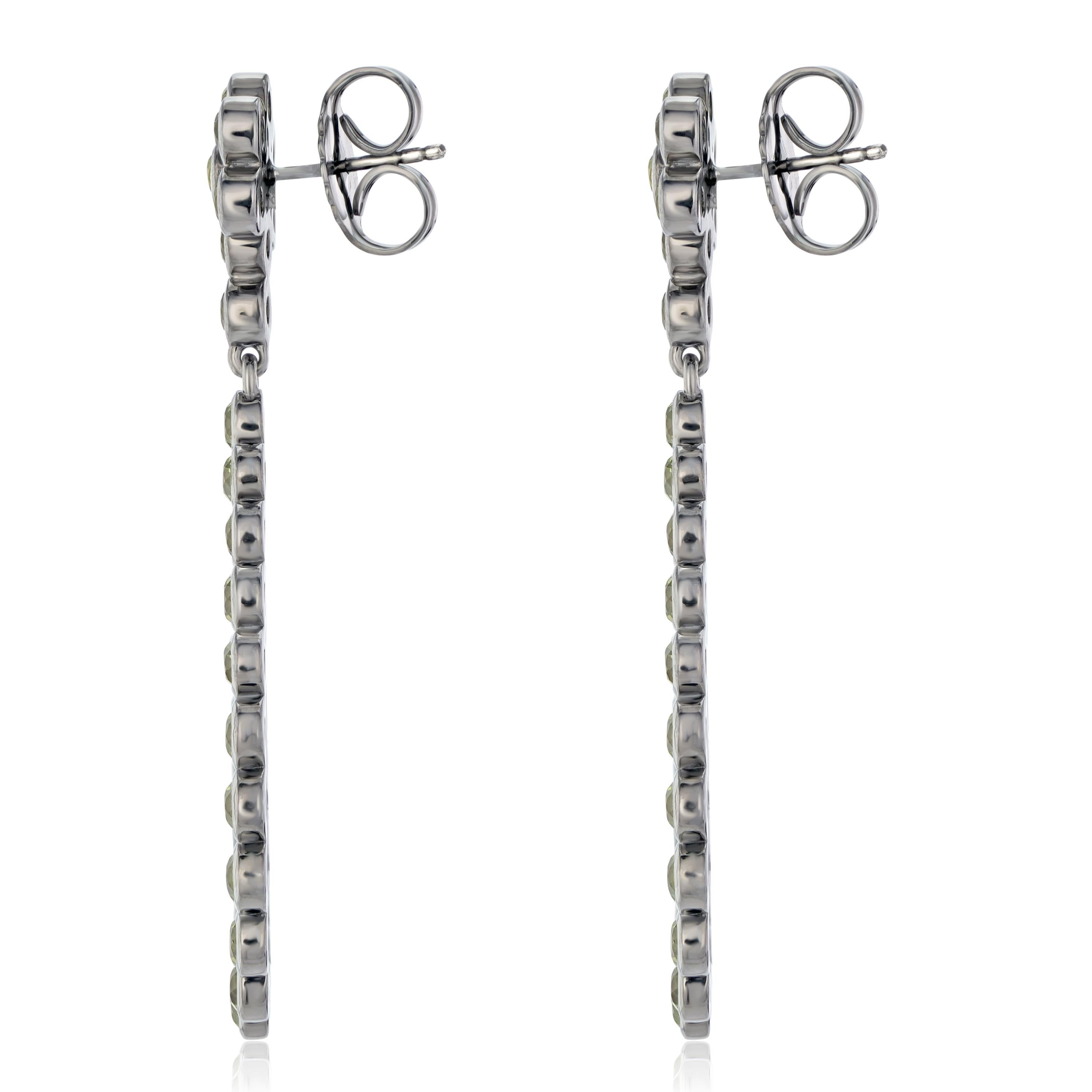 Modern Sterling Silver 3mm Round Peridot Flower Teardrop Earrings
