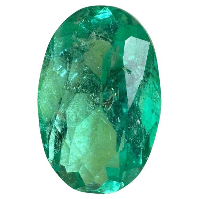 7.55 Carat Bluish Green Colombian Emerald Oval Cut - May Birthstone Gem
